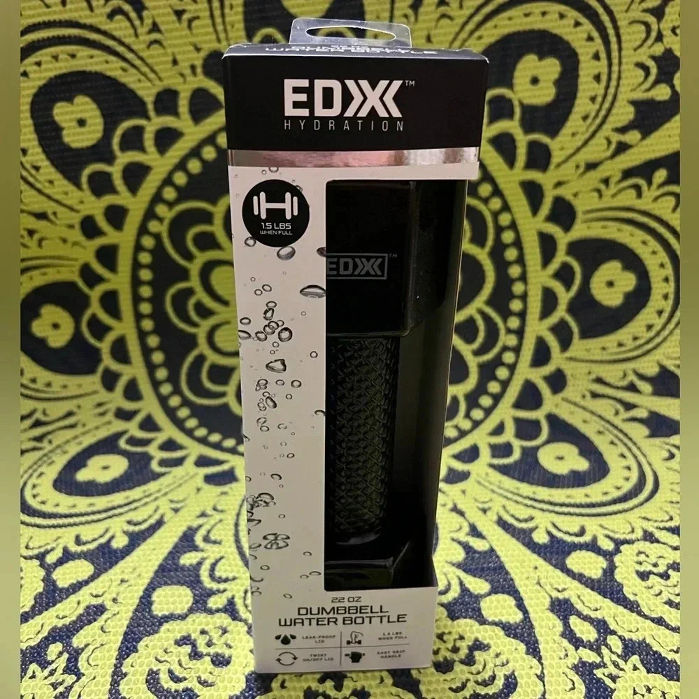 NEW EDX Hydration 22oz Dumbbell Water Bottle - Black